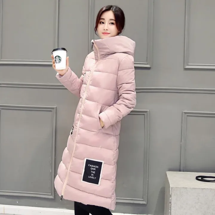 pink long parka