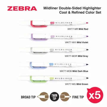  Zebra Mildliner Double-Sided Highlighter - Fine / Bold - 5  Mild & Fluorescent Color Set