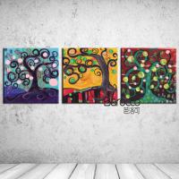 3 Pieces Hand Painted Scenery Oil Painting Abstract Tree Painting Modern Home Wall Decoration