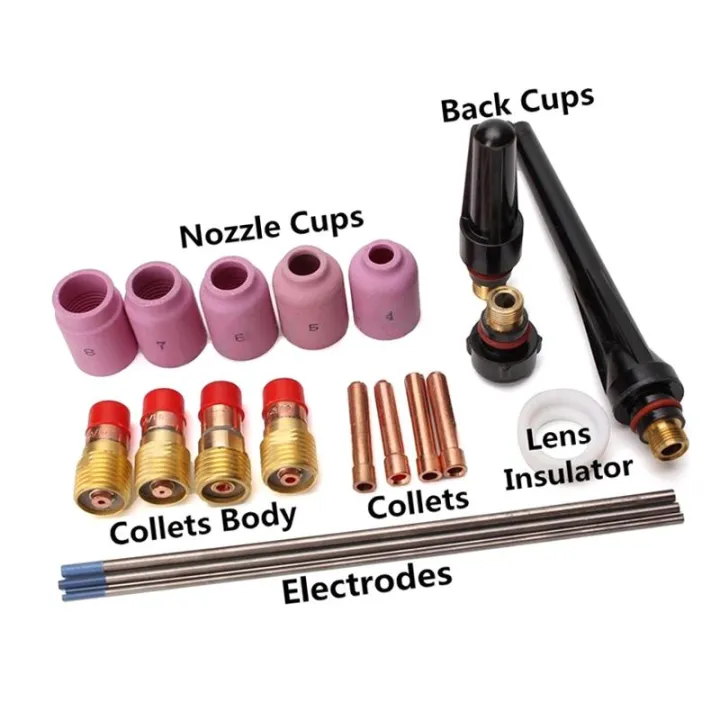 21 Pcs/Set Gas Lens Welding Torch Stubby Kit Tools For Tig WP17/18/26