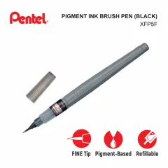 Pentel Fudemoji Brush Sign Pen - Pigment Ink - Fine - Black