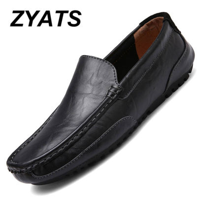 ZYATS ใหม่ Casual Men รองเท้าหนังแฟชั่น High - end Handmade ธุรกิจรองเท้า SLIP - Ons &amp; Loafers - INTL