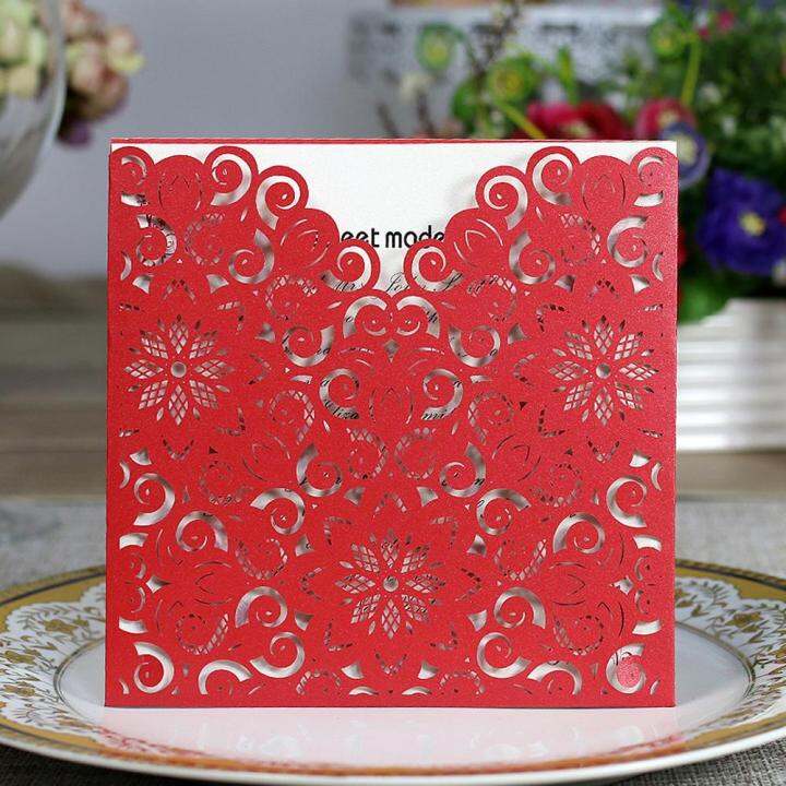 10cs Laser Cut Wedding Invitation Card Kit with Inner Sheet Hollow Out