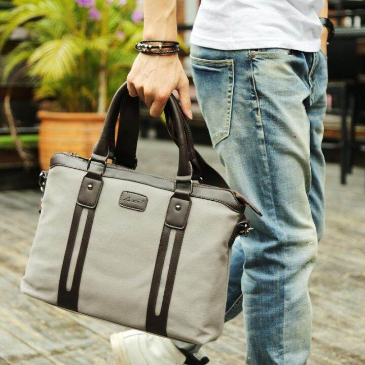 Men Popular Canvas Business Bag Fixed Version Portable Tote Bags Large