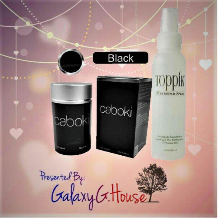 Caboki Hair Building Fibers 25gram[BLACK] + Fiber Hold Spray 110mL Lazada
