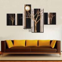 4 Pieces Hand Painted Landscape Oil Painting Modern Abstract Tree Wall Decoration Home Living Room