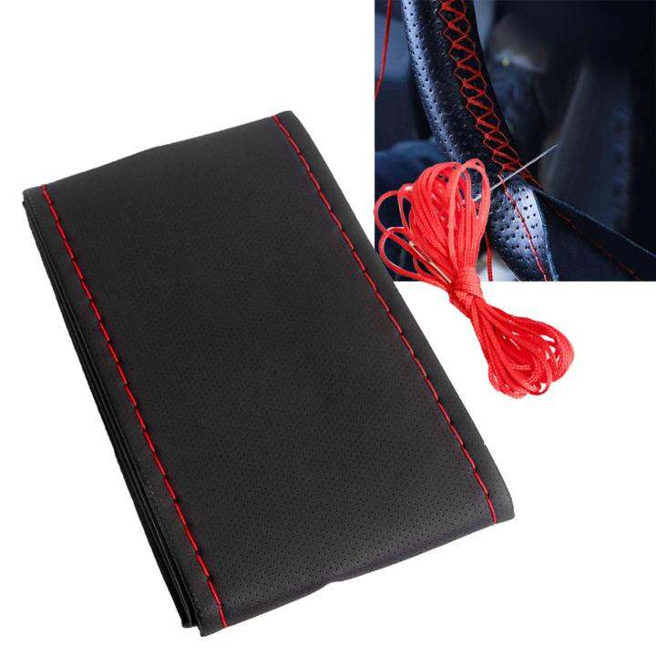 Universal PU Leather DIY Car Steering Wheel Cover Case With Needles and