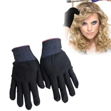 2 Pieces Heat Resistant Gloves 3 Finger Mittens Protection Gloves Curling  Wand Glove Reusable Heat Gloves for Barber Hair Styling Curling Perming  Hair