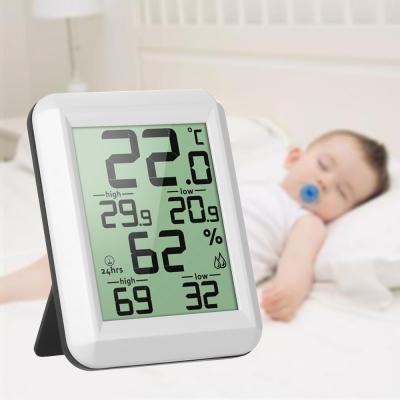 MINI LCD Digital เครื่องวัดอุณหภูมิภายในเครื่องวัดความชื้นของอากาศห้อง C/F เครื่องแสดงอุณหภูมิความชื้นเครื่องวัด Thermo - Hygrometer Back Stand
