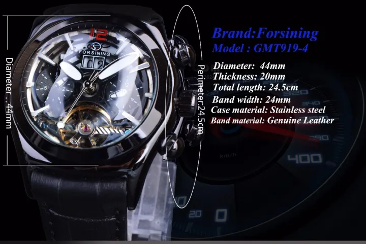 นาฬิกาผู้ชายแบบไขลานเองแบรนด์ชั้นนำนาฬิกาอัตโนมัติหรูหราตำนาน-tourbillion-ชุดหนังสีดำเต็มรูปแบบ