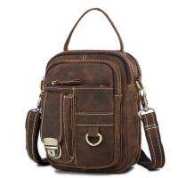 ผู้ชายหนา Cowhide หนังเอว Daypack CROSS Body Fanny กระเป๋ากาแฟ