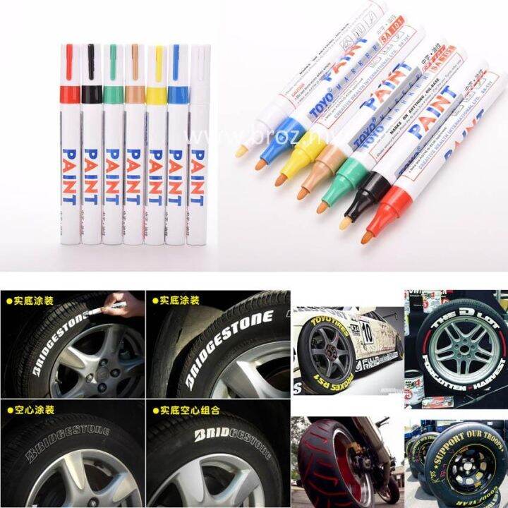 Broz 3 x Universal Motorcycle Car/Motor Waterproof Painting Pens