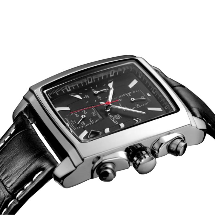 megir-นาฬิกาข้อมือนาฬิกาข้อมือบุรุษ2028นาฬิกาควอตซ์อะนาล็อกสายรัดหนังทหารเรืองแสงสำหรับผู้ชาย