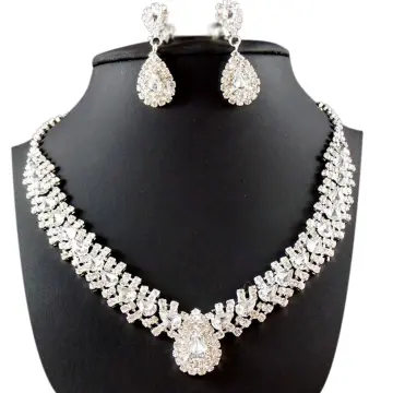 Gold white stone hot sale necklace sets