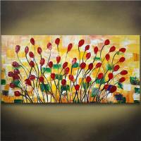 Barocco Hand Painted Oil Painting Red Flowers Scenery Painting Modern Home Wall Decoration