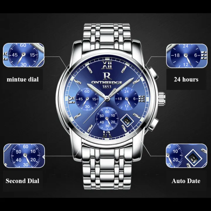 2017นาฬิกาควอตซ์นาฬิกาข้อมือสำหรับผู้ชายยอดนิยมใหม่นาฬิกาสแตนเลสสตีลสีดำทองหรูหรา-rzy026แฟชั่นธุรกิจเรืองแสงกันน้ำ