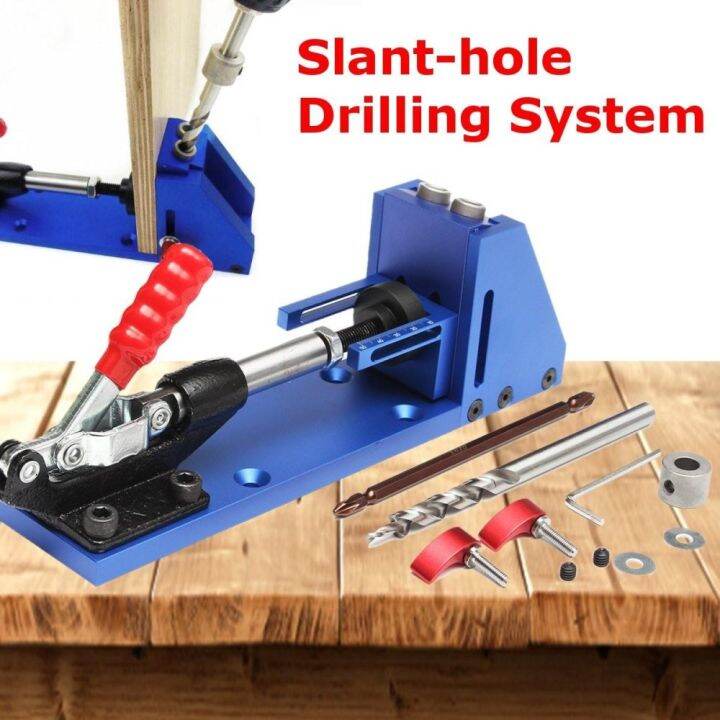 Aluminum Pro Pocket Hole Jig Drill Guide Joinery Woodworking Kit For
