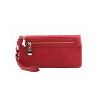 QianXing Shop LALANG Vintage Unisex Wallets Dull Polish Long Wallet Purse Wristlet Handbags (Red)