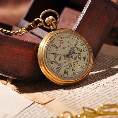 รอยัล London Eyes โกลด์หรูหรานาฬิกาพกสำหรับของขวัญนาฬิกาเชิงกลสายโซ่ไขลานมือเย็น Deisgner สายโซ่นาฬิกาสตีมพังก์
