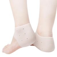 1 Pair Gel Heel Socks Soft Silicone Spa Moisturizing Heel Skin Care Protector with Breathable Holes for Hard Callused Dry Cracked Skin Plantar Fasciitis Relieving Feet Pain (White-color )