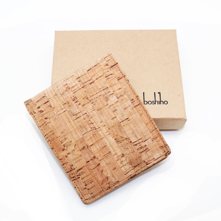 slim-bifold-กระเป๋าสตางค์ลายจุกไม้ก๊อกออกแบบบัตรเครดิตกระเป๋าเก็บบัตรโดย-boshiho
