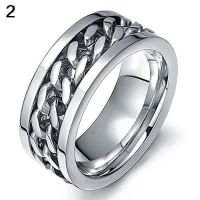 Bluelans Punk Men Women Unisex Stainless Steel Chain Inlaid Finger Ring Band Jewelry Gift 9 (White)