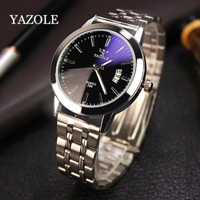 แถบธุรกิจของผู้ชาย Yazole 296นาฬิกาข้อมือควอทซสีดำ