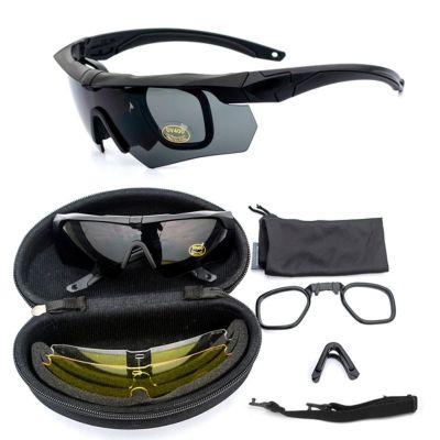 2023 UV400 ป้องกันขี่จักรยานแว่นตากันแดดยุทธวิธีแว่นตาทหารแว่นตาทหาร 3 เลนส์ TR90 ความปลอดภัยแว่นตา High Quality Sunglasses