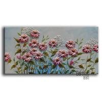 Pink Flowers Painting Hand Painted Landscape Oil Painting Modern Home Wall Decoration