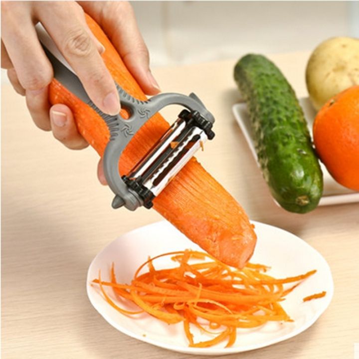 สแตนเลสผักผลไม้แครอทครัวจูเลียนมีดปอกสไลด์ตัดสีเทา