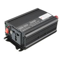 ตัวแปลงเครื่องแปลงไฟโซลาร์เซลล์12V DC เป็น220V AC ปรับคลื่นซายน์เวฟสูงสุด300W สีดำ