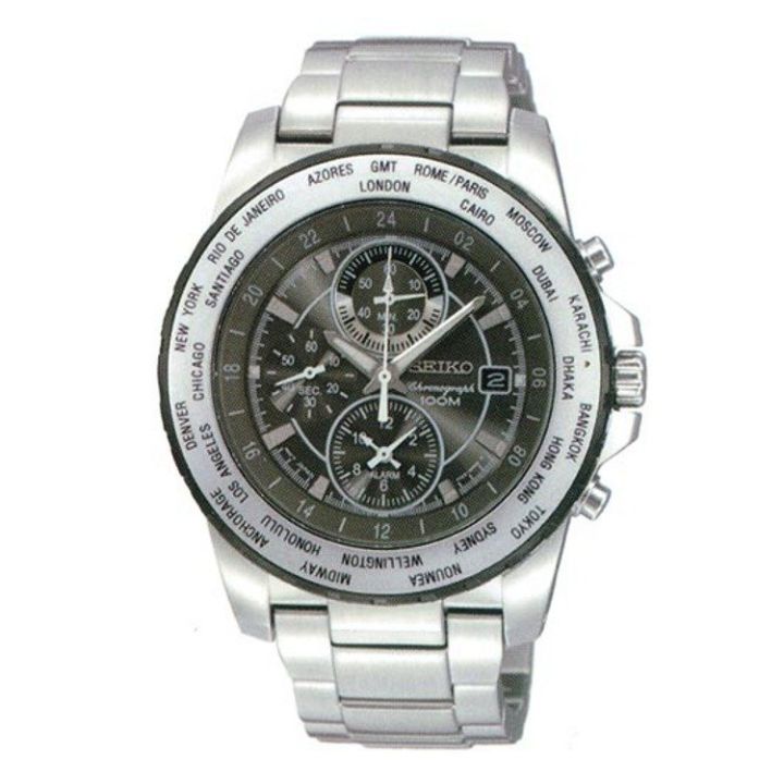 Seiko SNAC65P1 Men's Criteria World Time Alarm Chronograph Watch | Lazada