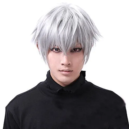 Tokyo Ghoul Wigs Kaneki Ken Short Silver White Cosplay Wig Straight Hair  Costume | Lazada
