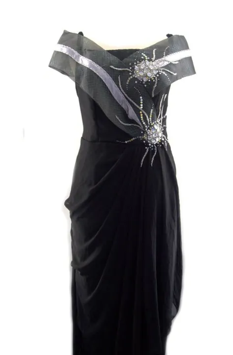 modern filipiniana black