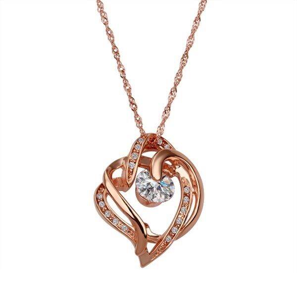 Treasure by B&D N125 Zircon Embellished HearttoHeart Pendant Rope