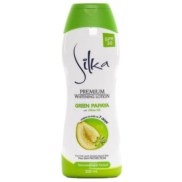 Silka Premium Whitening Lotion Green Papaya With Olive Oil 200ml