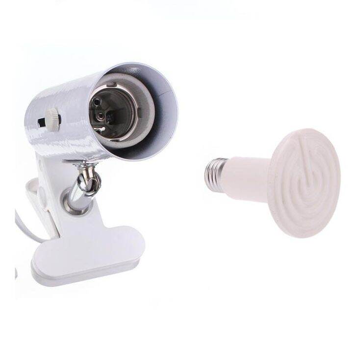 Reptile Basking Ceramic IR Heat Emitter Bulb Turtle Infrared Heater with Holder Snake Lizard