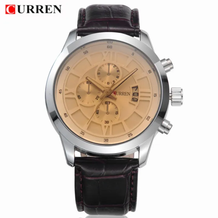 Curren Leather Strap Unisex Watch 8137 (Brown/Silver/Brown) Lazada PH