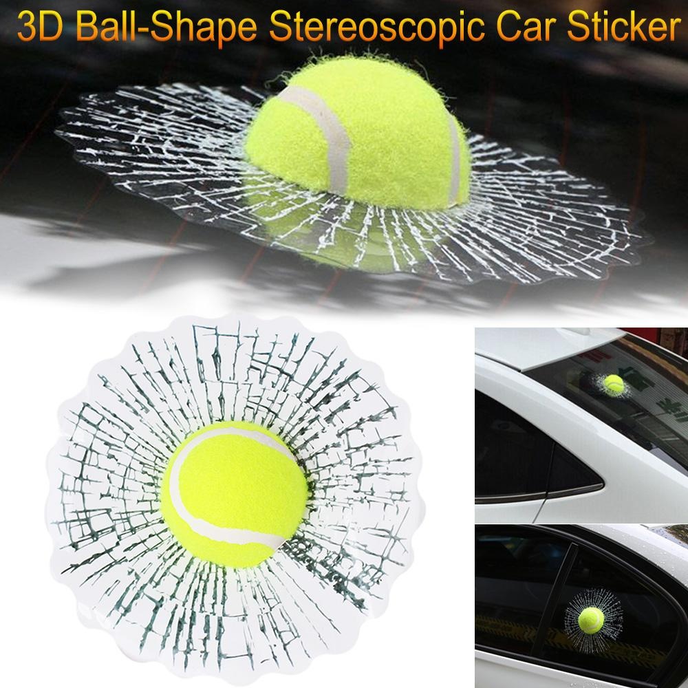 Yellow Car Truck Styling 3D Tennis-Hit-Glass Sticker Decal Windshield Universal 