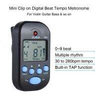 คลิปสำหรับมืออาชีพดิจิตอลเคาะจังหวะ Metronome หน้าจอ LCD น้ำหนักเบา &amp; Mini สำหรับไวโอลินกีตาร์เบสเครื่องดนตรี Black-Intl