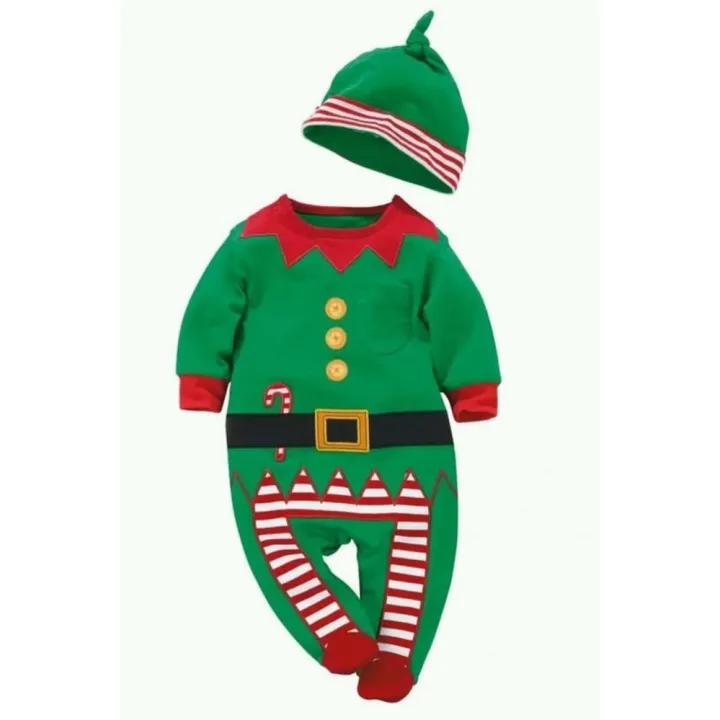 Baby Green Elf Christmas Costume Complete Set for Kids (6-12 months) |  Lazada PH