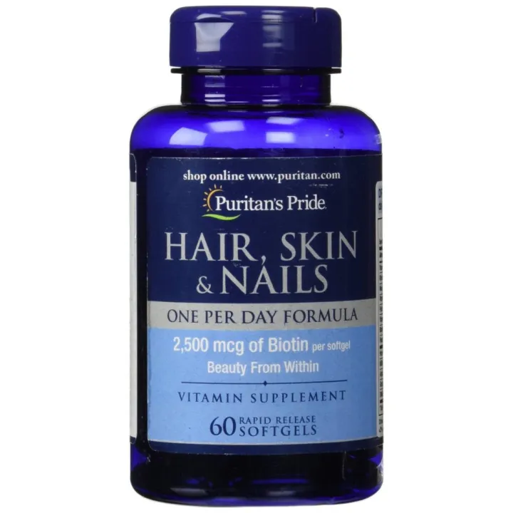 Puritan's Pride Hair, Skin & Nails One Per Day Formula, 60 Softgels ...