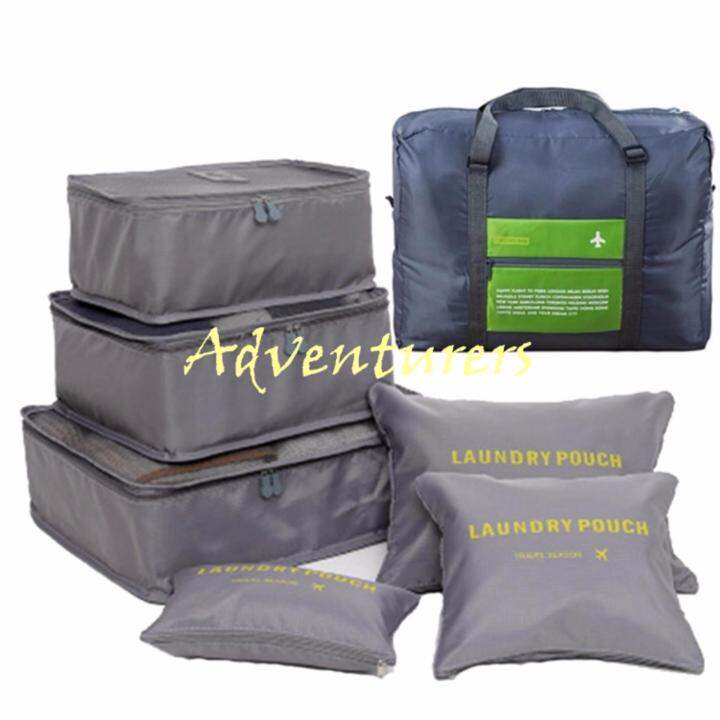 Adventurers 6 in 1 Secret Pouch Travel Organizer Set (Gray) with