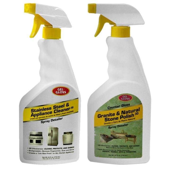 GelGloss CG24 Granite & Natural Stone Polish 24oz + AC24 Stainless