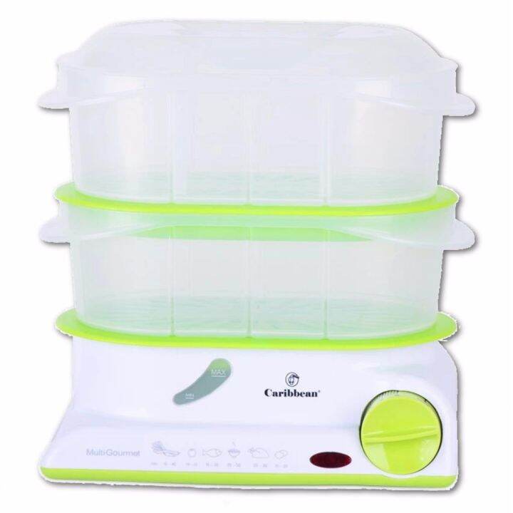 Caribbean Two Layer Electric Steamer with Dividers (Green) Lazada PH