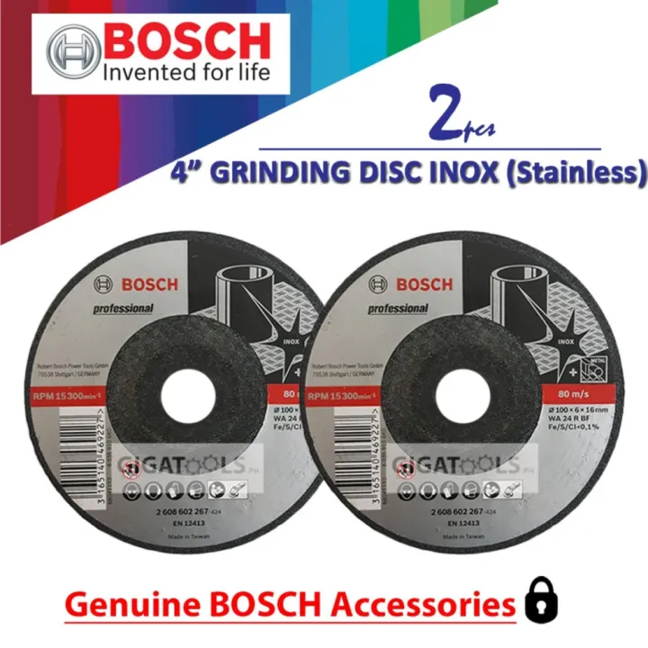 Bosch Grinding Disc INOX 4" for stainless 2pcs (2's) (2 608 602 267
