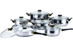 Oster Ridgewell 13 Piece Stainless Steel Belly Shape Cookware Set - Silver