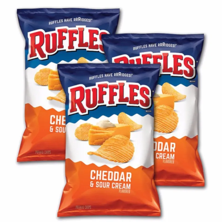 Ruffles Cheddar And Sour Cream Flavored Potato Chips 3 Pack 184 2g Per