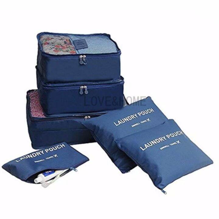 LOVE&HOME 6in1 Secret/Laundry Pouch Travel Organizer Set (DarkBlue