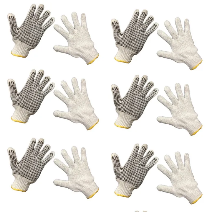Meisons cotton gloves with rubber dots (6 pairs) dotted gloves Lazada PH